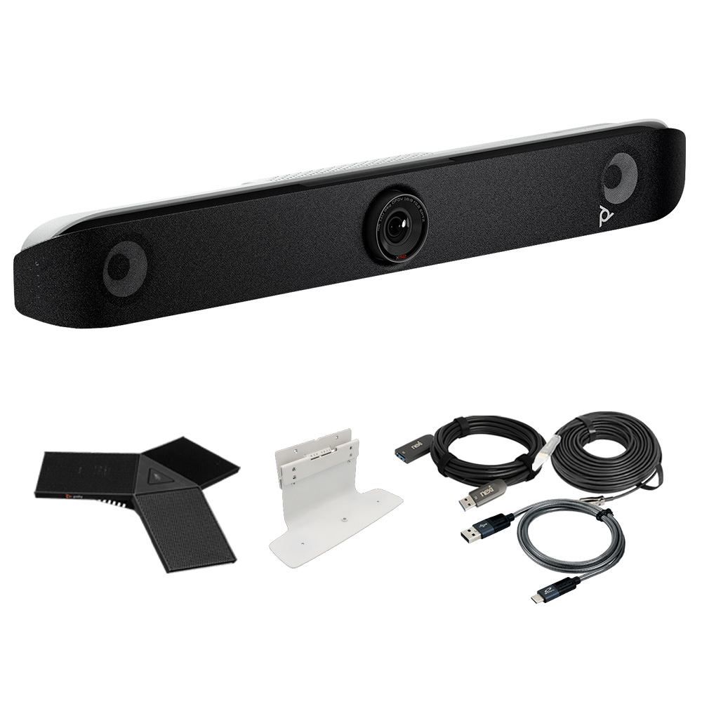 [HP Poly] (비디오바세트상품) HP POLY STUDIO V52 + POLY 확장마이크 + USB-C케이블, HDMI 15m + 테이블 스탠드형 [A09D4AA]