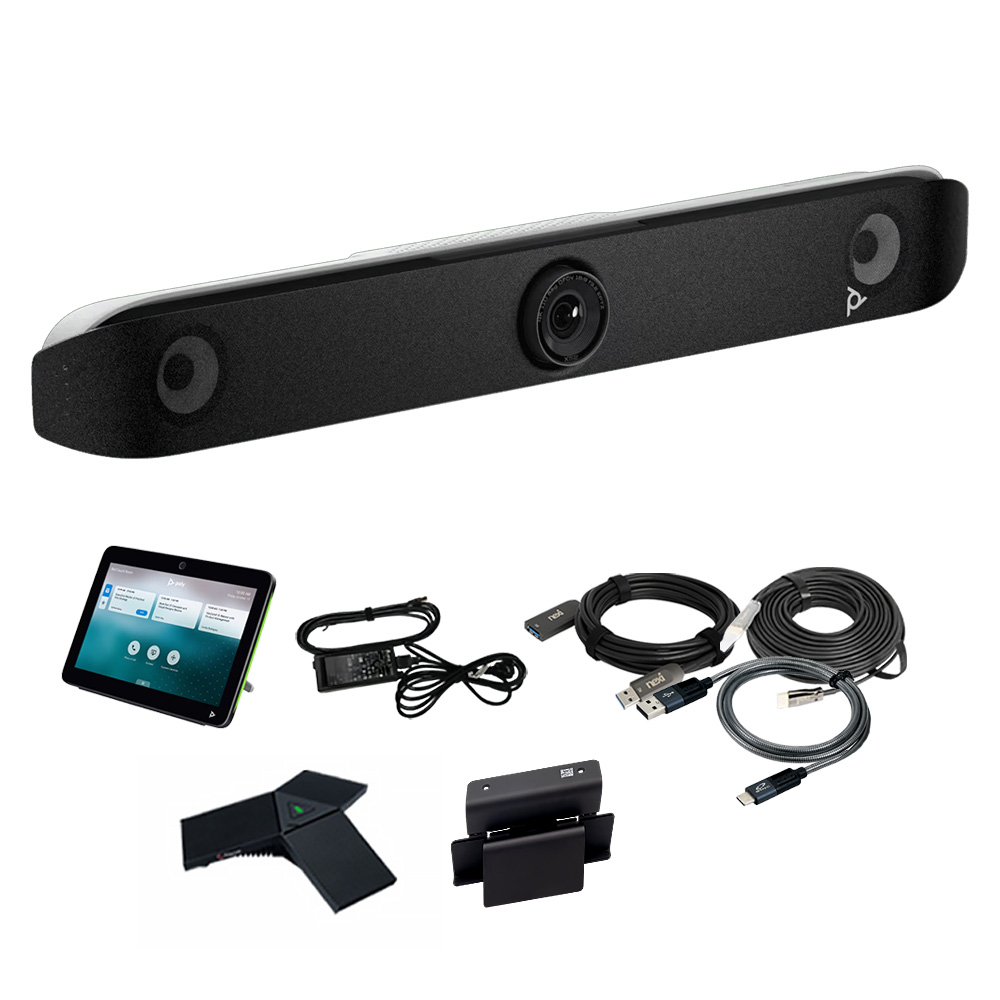 [HP Poly] (비디오바세트상품) HP POLY STUDIO X52 + POLY 확장마이크 + USB-C케이블, HDMI 15m + 클램프 거치형 [8D8K2AA]