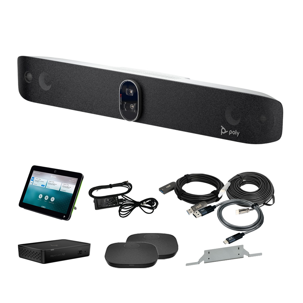 [HP Poly] (비디오바세트상품) HP POLY STUDIO X72 + POLY 확장마이크 2개 구성 + USB-C케이블, HDMI 15m + 벽면 고정형 [A4LZ8AA]